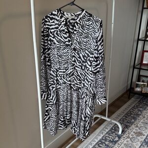 ALLSAINTS Zebra Print Long Sleeve Dress